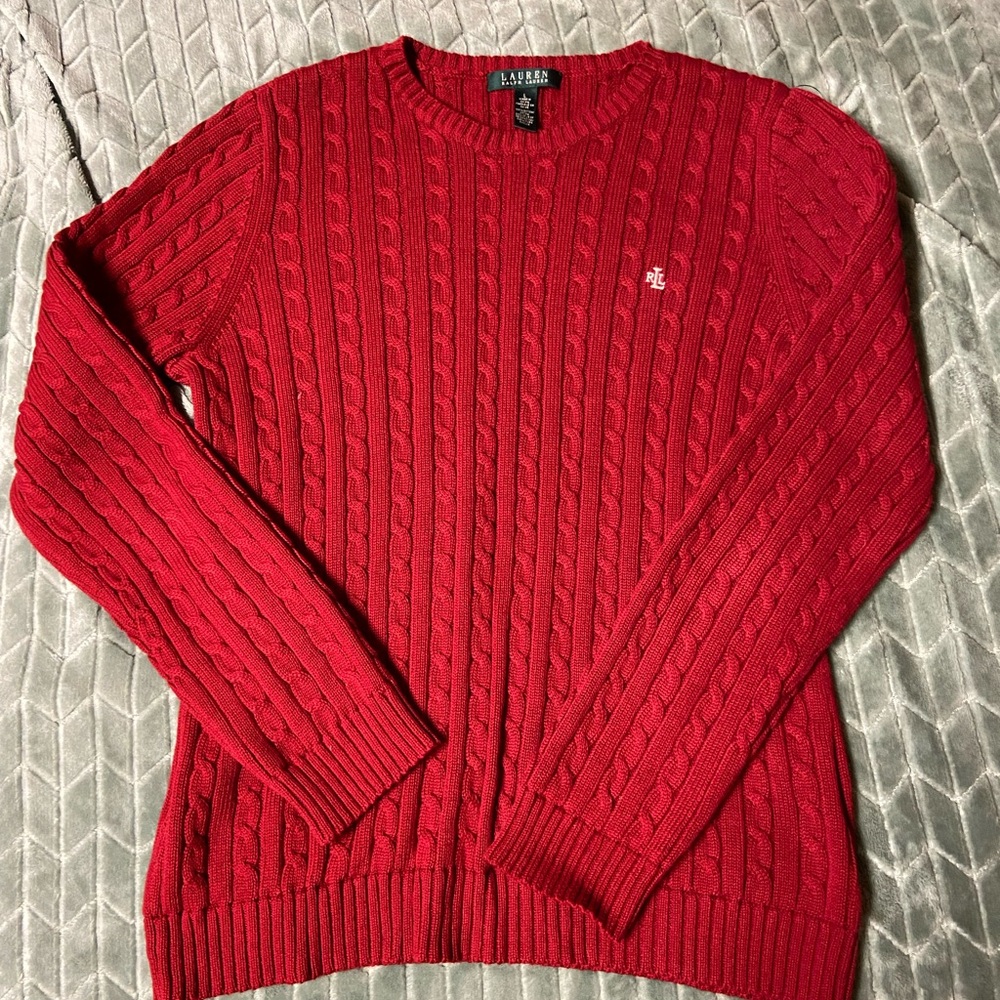 Polo by Ralph Lauren Red Cable Knit Sweater